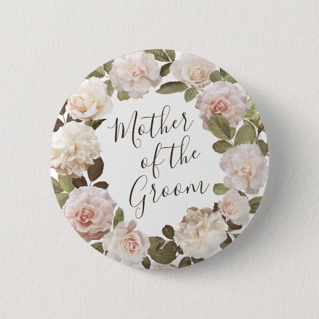 Rosas Francesas Vintage Botón Madre del Novio (Anverso)