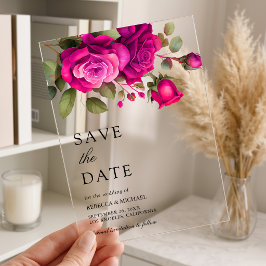 Rosas Fuchsia Rosa Caliente Invitación de Boda