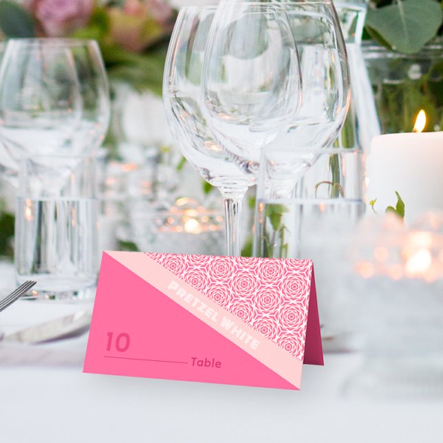 Rosas geométricos Tarjeta de lugar plegado Boda ro (Subido por el creador)