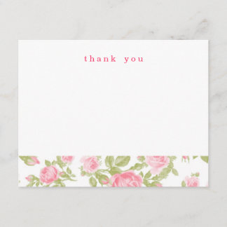 Rosas Girly Vintage Cartas de agradecimiento simpl