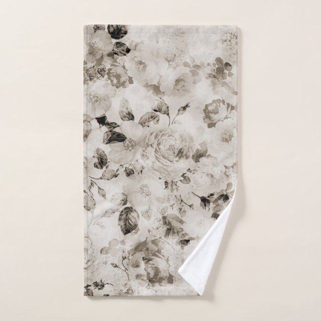 Rosas grises blancos elegantes lamentables del (Toalla de mano)