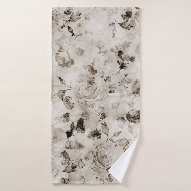 Rosas grises blancos elegantes lamentables del (Toalla de baño)