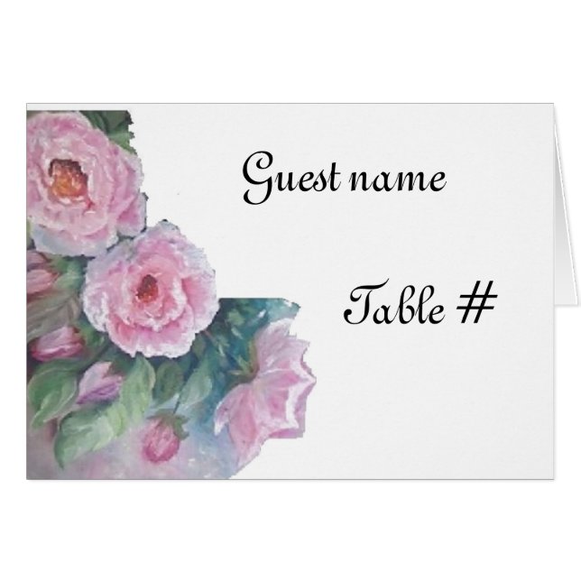 Rosas grises - tarjeta de lugar de boda (Anverso (Horizontal))