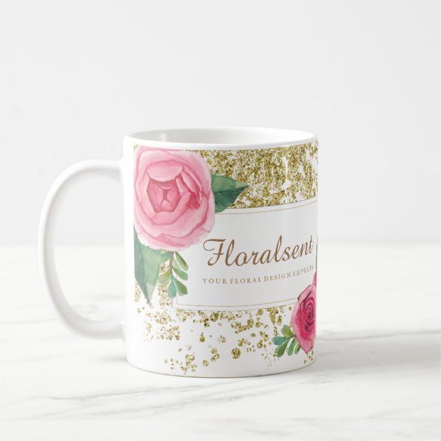 Rosas hermosos de Acuarela con la taza del (Izquierda)