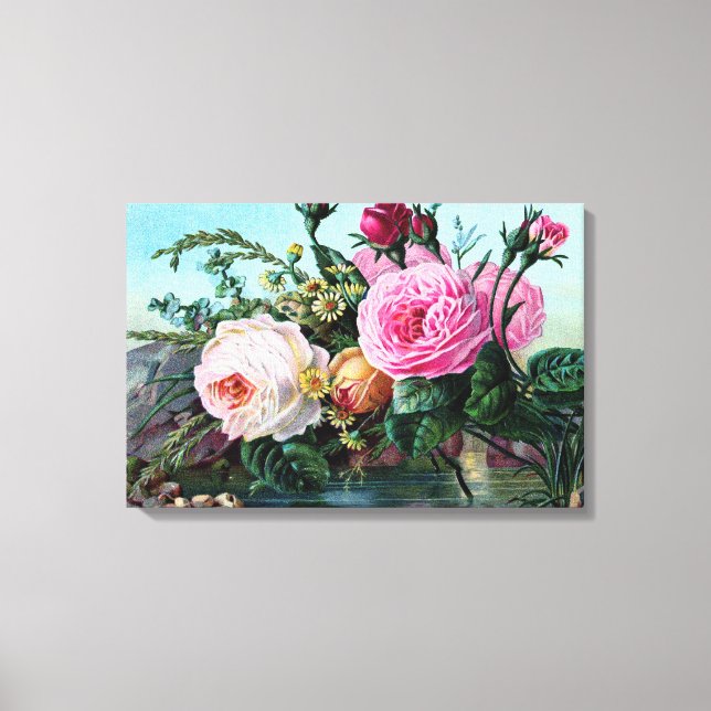 Rosas ingleses vintage impresión floral Shabby Chi (Anverso)