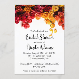 Rosas - invitación nupcial de la ducha