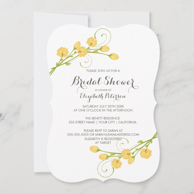 Rosas Jardín Amarillo - Invitación a la ducha de n (Anverso)