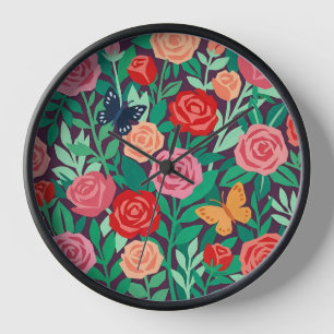 Rosas Mariposas Arte Relojes Coloridos Abstractos