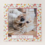 Rosas Mascota Rompecabezas de fotos<br><div class="desc">Pintura original de rosas acuarelas en coral,  rosa y amarillo,  ¡una foto de tu dulce mascota! Este diseño floral de temática rosa es elegante y bonito y ofrece una experiencia desafiante en el rompecabezas. Añade un nombre y celebra a tu mascota con este diseño de bonito.</div>