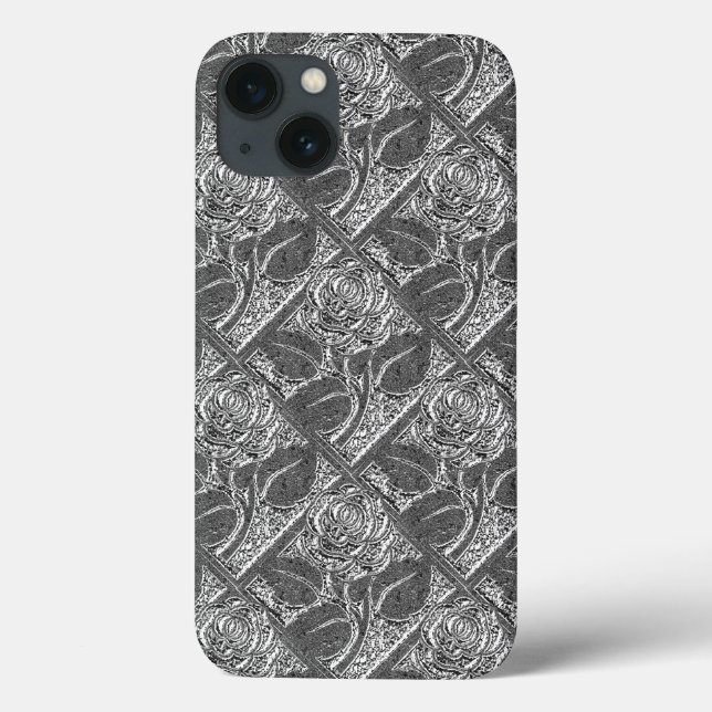 Rosas metalizado-05-Silver-Galaxy Note4 Funda (Reverso)