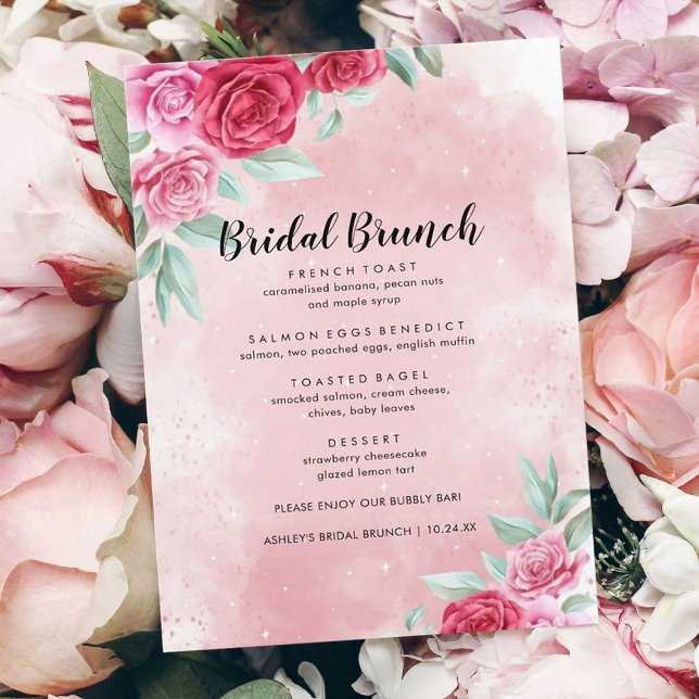 Rosas modernos menú Brunch de novias (Subido por el creador)