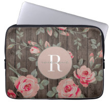 Rosas monogramados en Wood MacBook Funda