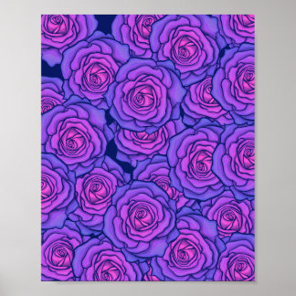 Rosas morados de neón estilo luz negra arte floral