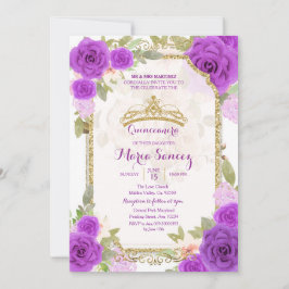 Rosas morados Invitación a Charra Mis Quince
