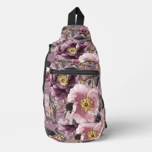 Rosas morados silvestres imprimen bolsa de corte