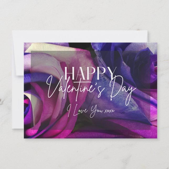 Rosas multicolor feliz tarjeta de San Valentín (Anverso)