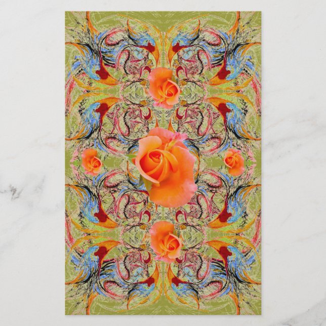 Rosas naranjas Papel de cartón de libros de texto  (Anverso)