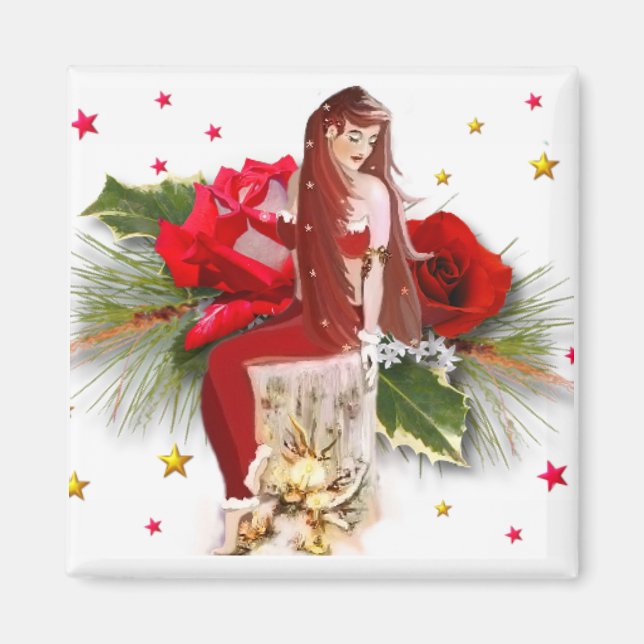 Rosas navidades, imán (Frente)