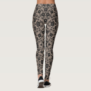 Rosas negros falsos encajan a Fishnet leggings rom