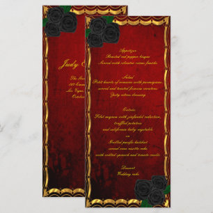 Rosas negros góticos Menú Boda Boda rojo de sangre