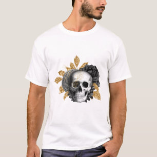 Rosas negros y cráneo camiseta gótica