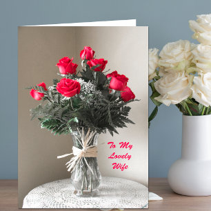 Rosas para mi esposa en tarjeta del Día de la