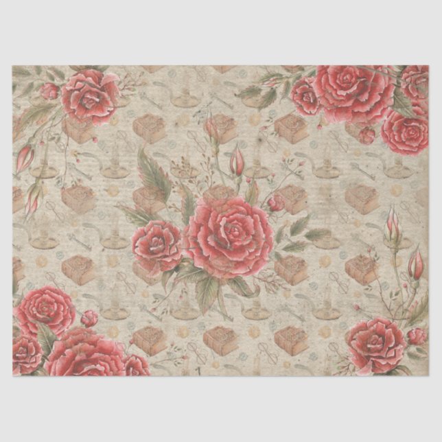 Rosas para papel de tejidos de los amantes del lib (Anverso)