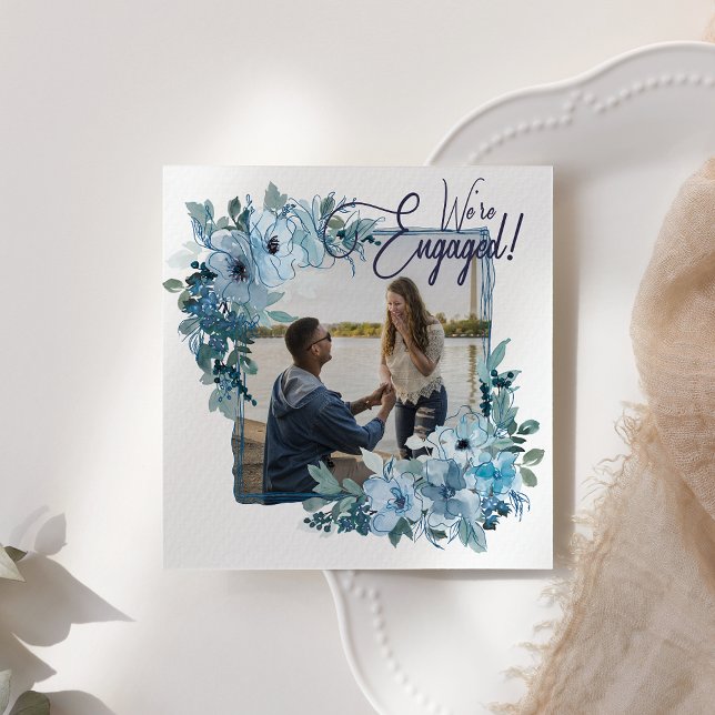 Rosas Pastel Blue Watercolor Compromiso Elegante (Subido por el creador)