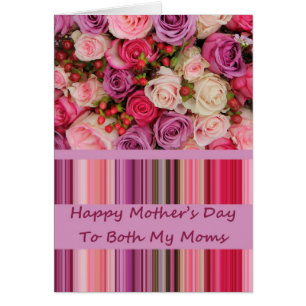 Rosas pasteles y rayas Día de la Madre