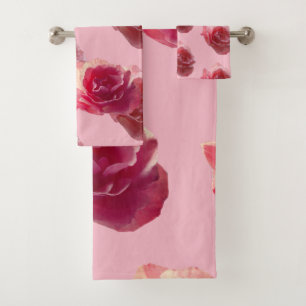 Rosas Patrón de fotografía Baño de baño Toalla Set