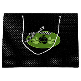 Rosas Polkadot Bolsa de regalo de tamaño negro