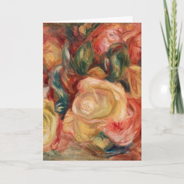 Rosas por tarjeta de pintura impresionista Renoir (Anverso)