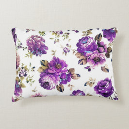 Rosas púrpura cepillado Cojín decorativo de poliés