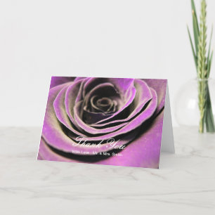 Rosas púrpura Gracias Nota