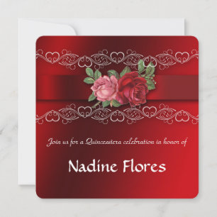 Rosas, Quinceañera, Sweet Sixteen, Invitación