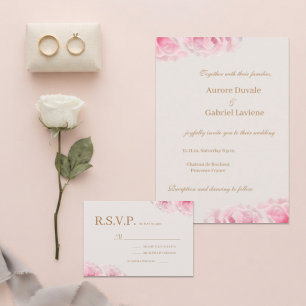 Rosas Reales Rosa Romántico Brumoso Tarjeta de Res