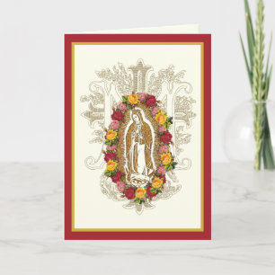 Rosas religiosas Virgen de Guadalupe Tarjeta españ