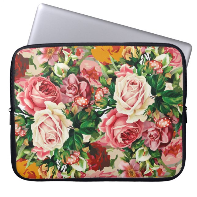 Rosas retro Funda de portátiles - Rosas rojos - Vi (Frente)