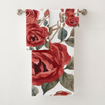 Rosas Rojas Acuarela Floral Botánico Pintado