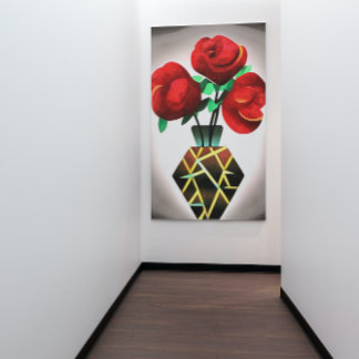 Rosas Rojas Art Decó En Arte Abstracto Vase