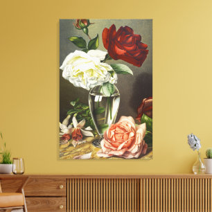 Rosas rojas blancas y rosadas vintage en arte de j