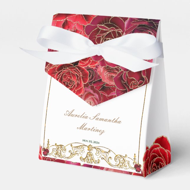 Rosas rojas, caja de favores de quinceañera (Front Side)