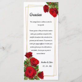 Rosas Rojas Clásicas Tarjeta de Agradecimiento de 