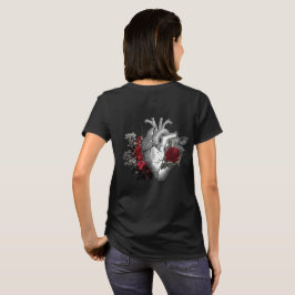 Rosas rojas de sangre con camiseta de corazón vint