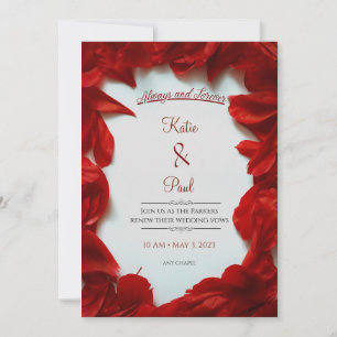 Rosas Rojas de Verano Modernas Invitación de Boda
