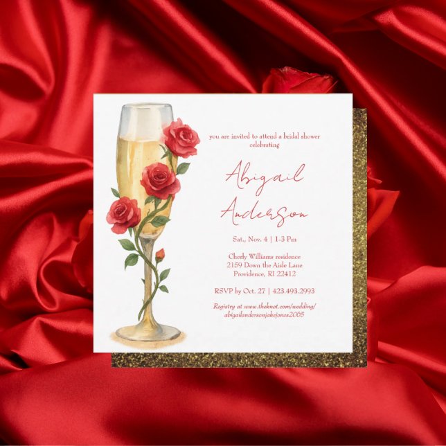 Rosas Rojas en Invitación de Despedida de Soltera  (Subido por el creador)
