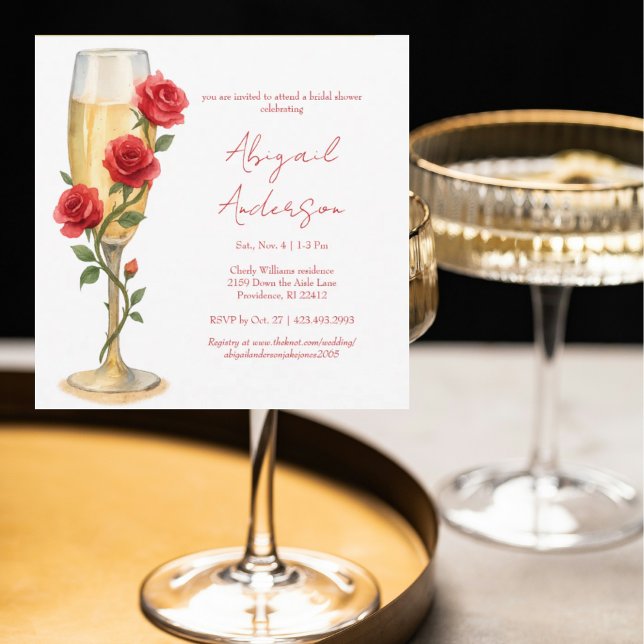 Rosas Rojas en Invitación de Despedida de Soltera  (Subido por el creador)