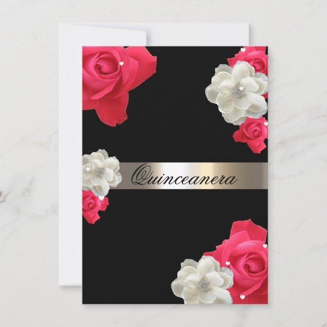 Rosas Rojas, Invitación Personalizada de Quinceañe (Anverso)