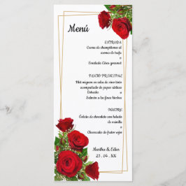 Rosas Rojas Menú Original de Boda Español