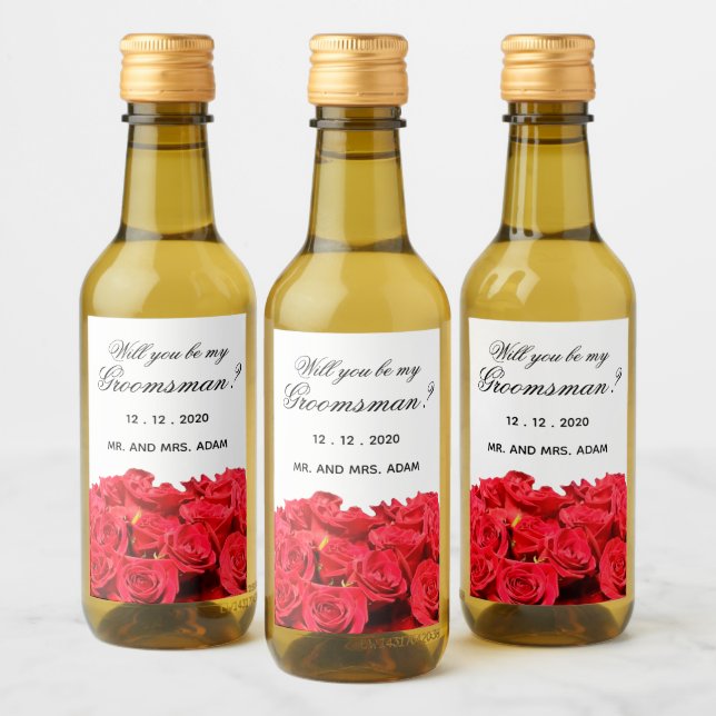 Rosas Rojas Mini Para Padrino de Boda (Botellas)